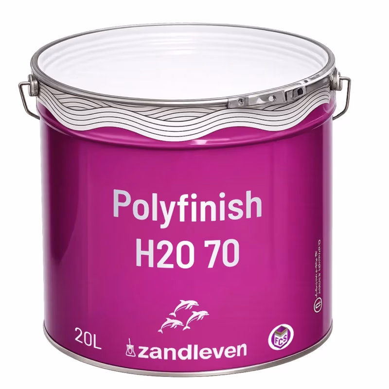 Polyfinish H2O 70 watergedragen polyurethaan topcoat van Zandleven in 20 liter verpakking voor staalconstructies en industriële toepassingen